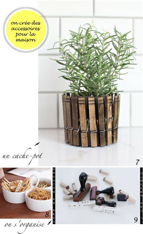 Idée déco avec pinces à linge sur pot de fleurs