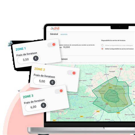 Schéma des zones de livraison et tarifs