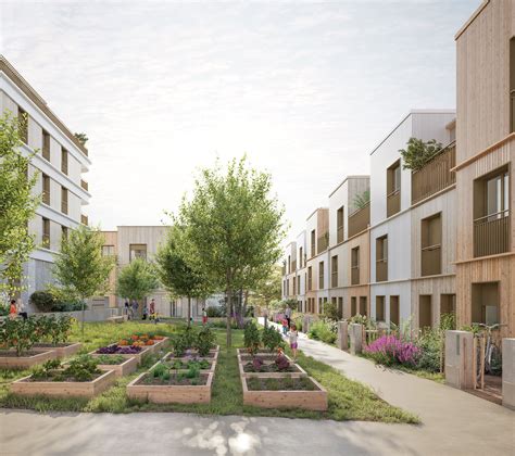 plan architectural et zones privées (logements et jardins)