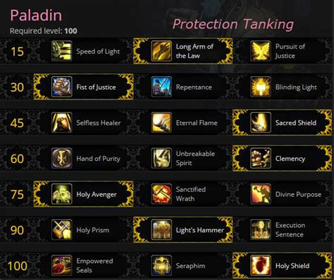 Protection Paladin PvE tanking infographics