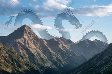 Dragon 3D morphing into fantasy landscape