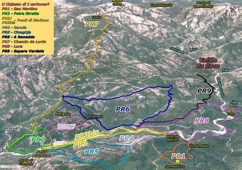 carte des parcours et lieux d’exercice