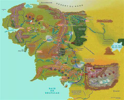 Carte illustrative de la Terre du Milieu et ses régions