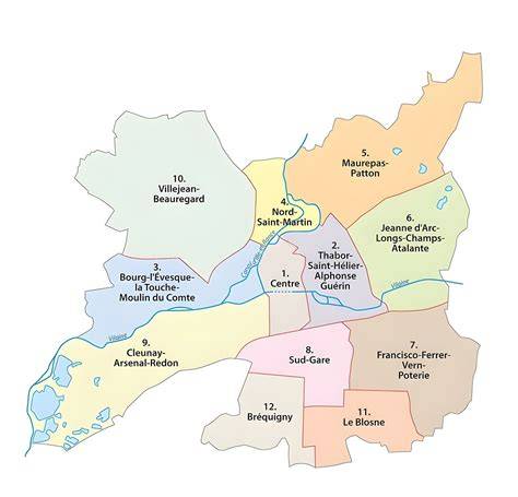 infographies des factions et zones du Quartier de la Rivière