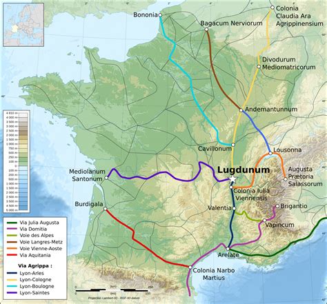 carte des routes romaines et Legio VIII Augusta