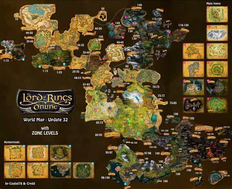 Cartes et zones du jeu LOTRO (zone par zone)