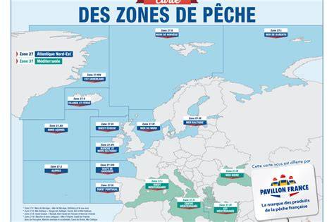carte des zones de pêche et zones côtières