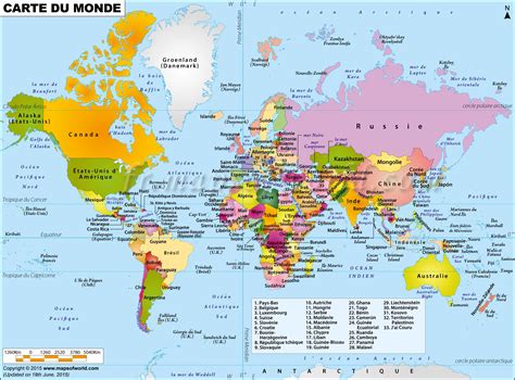 Carte du Monde des Douze et ses îles