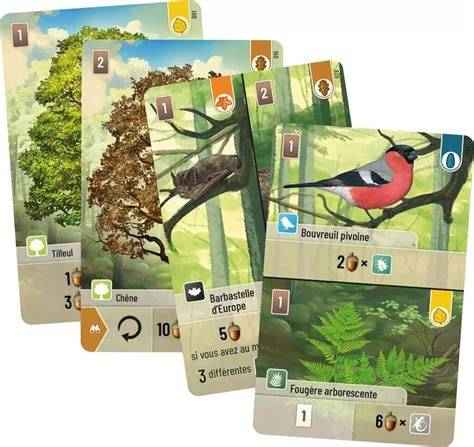 forêt mixte composition cartes arbres et animaux