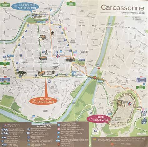 illustration map showing Carcassonne and restaurant