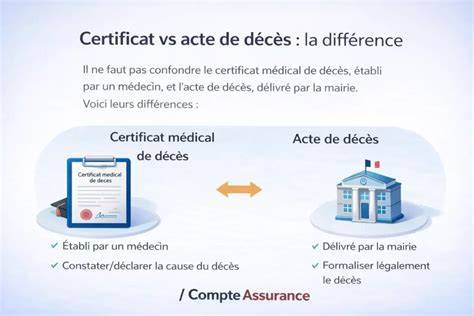 infographie certificat de décès: deux volets, administration et médical