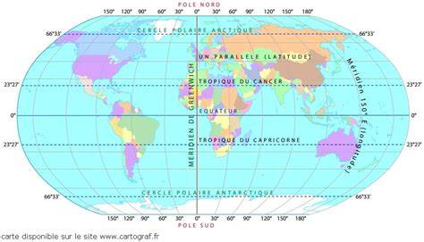 carte des parallèles et méridiens