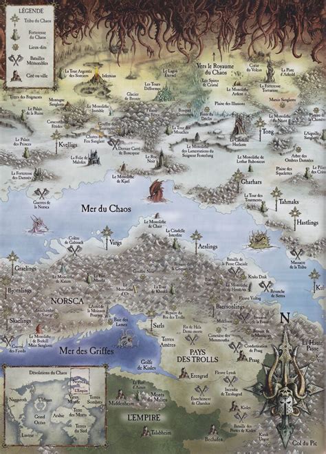 Carte des Royaumes symbolisant les Désolations du Chaos et les Royaumes civilisés