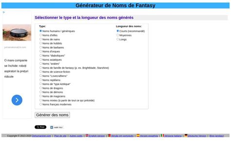 illustration de noms de fantasy