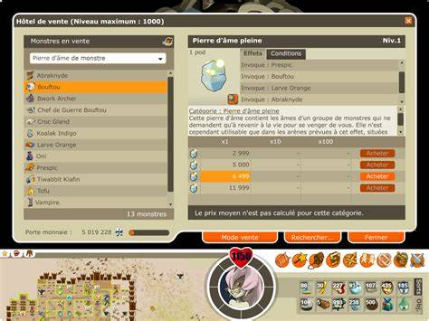 schéma de progression et modes PvM/PvP sur Dofus Retro
