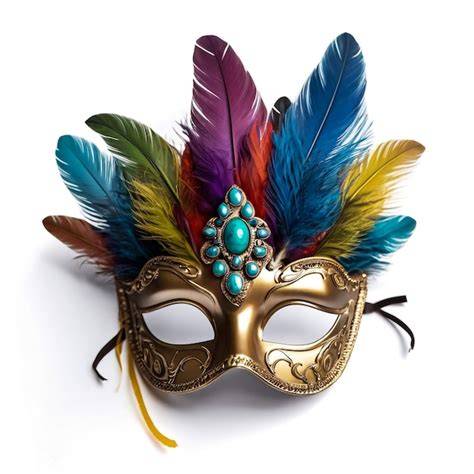 illustration masque blanc et plumes