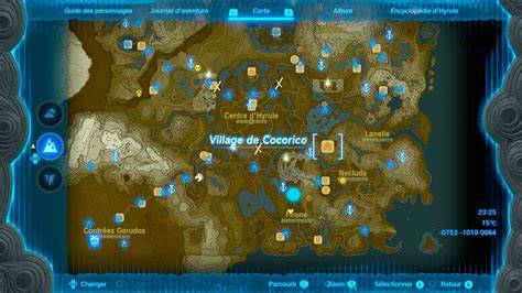 Carte des emplacements des coffres et des artefacts