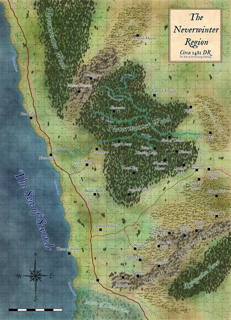 schematic map of Neverwinter area