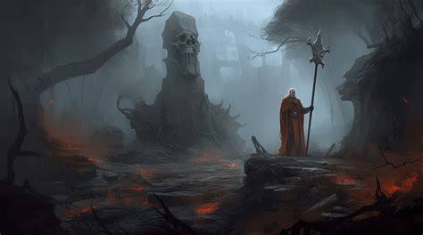 Illustration d’une armée de morts-vivants sous l’influence d’un mage necromancien