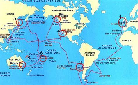 carte parcours expédition pacifique lapérouse