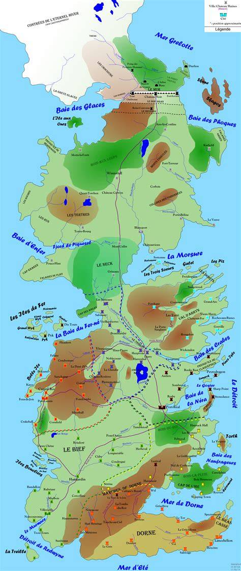 carte et schéma de Westeros