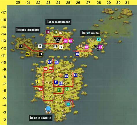 carte île Wabbit et accès cavernes