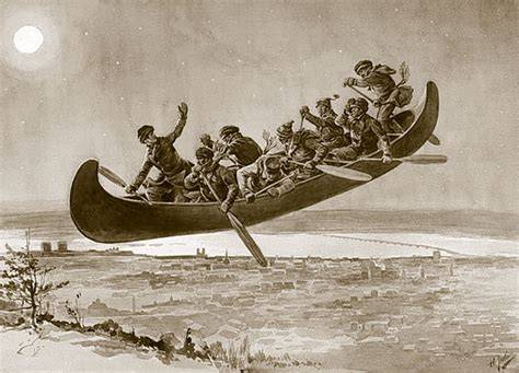 Illustration chasse-galerie canot volant