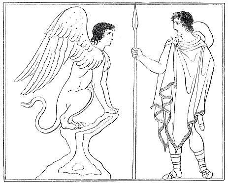 illustration sphinx et Œdipe